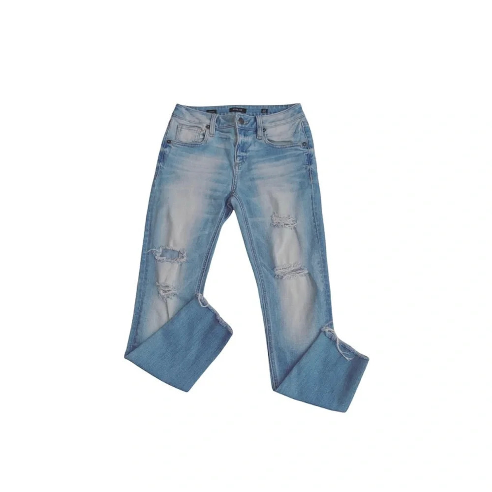 Miss Me Light Wash Skinny Jeans Mid-rise Ripped Frayed Ankle Denim 25 Women’s